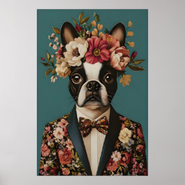 Póster de Boston Terrier con traje, Boston Terrier