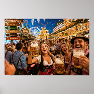 Póster de brillo de la celebración del Oktoberfest