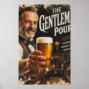 Póster de brindis clásico de taberna y alegría ámb