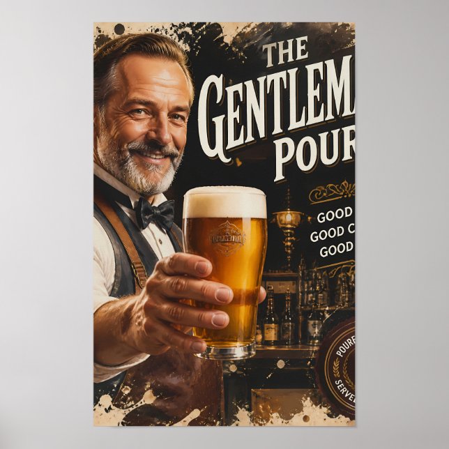 Póster de brindis clásico de taberna y alegría ámb (Frente)