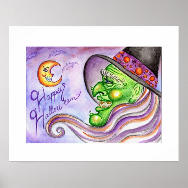 Póster de Bruja de Halloween (Frente)