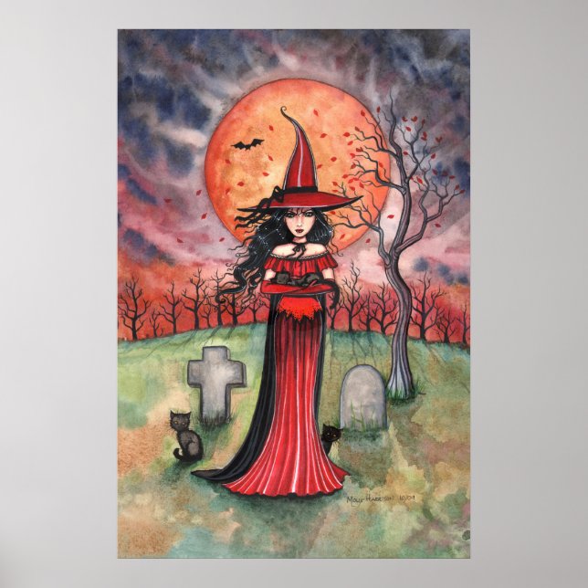 Póster de bruja de Halloween gótico de Molly Harri (Frente)