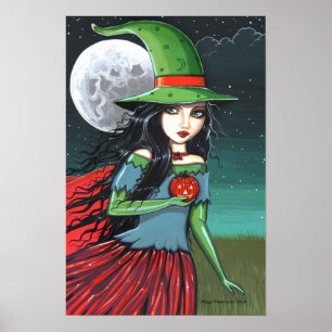 Póster de bruja de Halloween gótico de Molly Harri