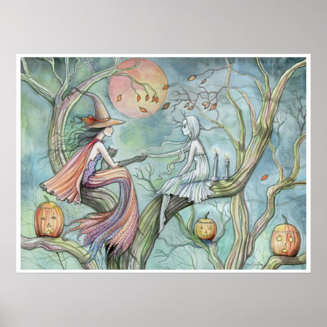 Póster de Bruja y Fantasma de Halloween por Molly  (Frente)