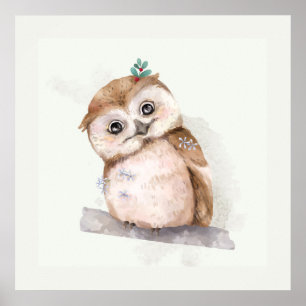 Póster de búho bebé