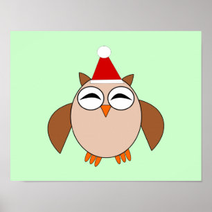 Póster de búho de Navidad lindo