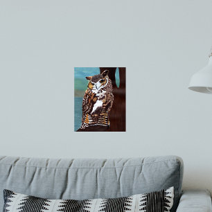 Póster de búho marrón y blanco