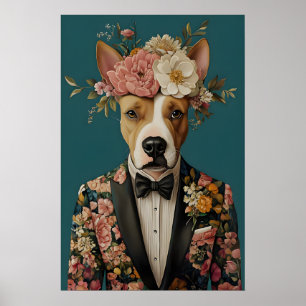 Póster de Bull Terrier con traje, Bull Terrier