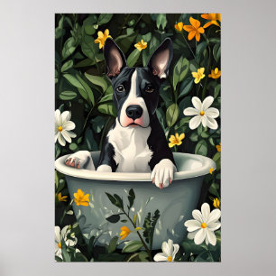 Póster de Bull Terrier en bañera, Póster divertido