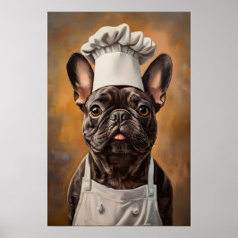 Póster de Bulldog Francés con Gorro de Chef, Póste