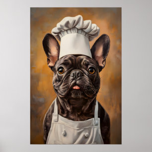 Póster de Bulldog Francés con Gorro de Chef, Póste