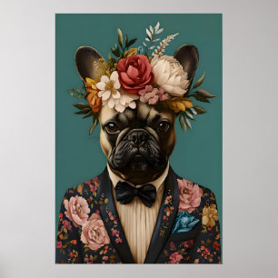 Póster de Bulldog Francés con Traje, Bulldog Franc