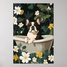 Póster de Bulldog Francés en Bañera, Perro Diverti