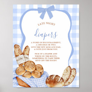 Póster de Bun a cuadros de gingham azul en pañales