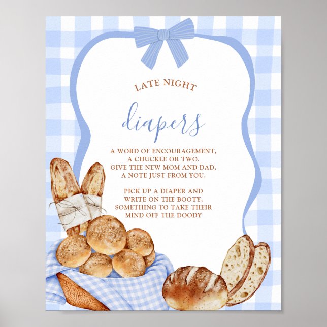 Póster de Bun a cuadros de gingham azul en pañales (Frente)