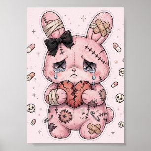 Póster de Bunny triste Yami Kawaii Arte de pared g