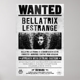 Póster de búsqueda de Bellatrix Lestrange