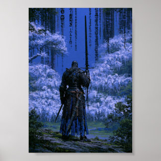 Póster de Caballero Azul de Fantasía Oscura