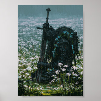 Póster de Caballero Caído de Fantasía Oscura