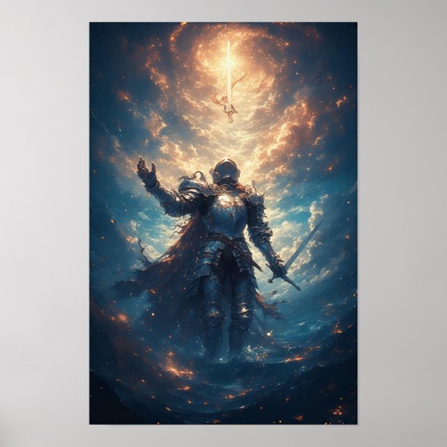 Póster de Caballero de Fantasía Épica (Frente)