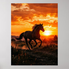 Póster de Caballo Arte de Pared Atardecer