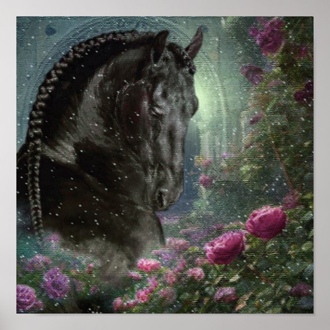 Póster de caballo frisón Black Beauty (Frente)