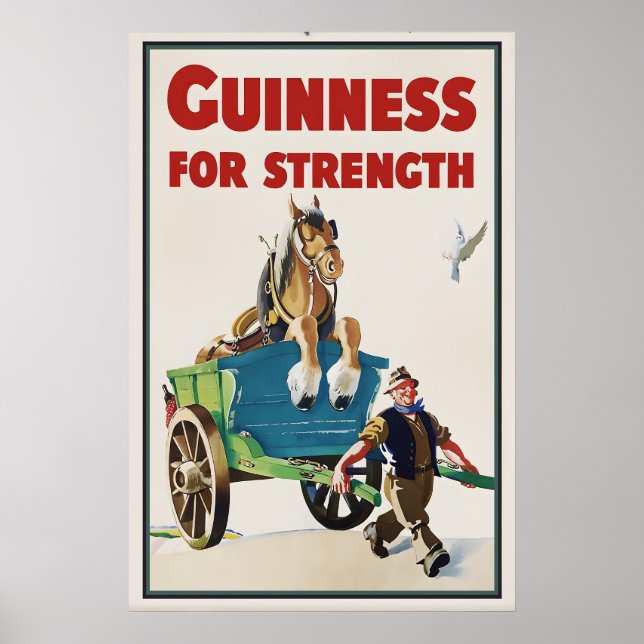 Póster de caballo Guinness Impresión Vintage John  (Frente)