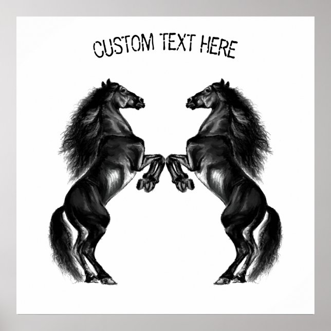 Póster de Caballos Negros Verticales con Texto Per (Frente)