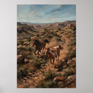 Póster de caballos salvajes del cañón del desierto