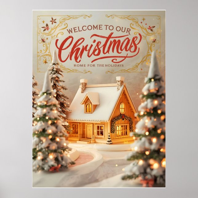 Póster de cabaña acogedora de Navidad (Frente)