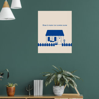 Póster de cabaña azul minimalista
