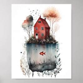 Póster de cabaña sueca