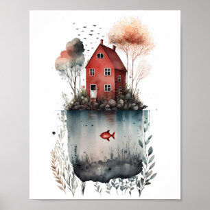 Póster de cabaña sueca