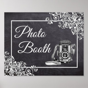 Póster de cabina de fotos de boda con aspecto de p