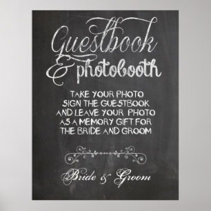 Póster de cabina de fotos de boda en pizarra