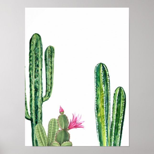 Póster de Cactus del Suroeste del Desierto en Acua (Frente)