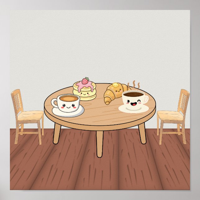 Póster de Café de Desayuno Acogedor | Café, Panque (Frente)