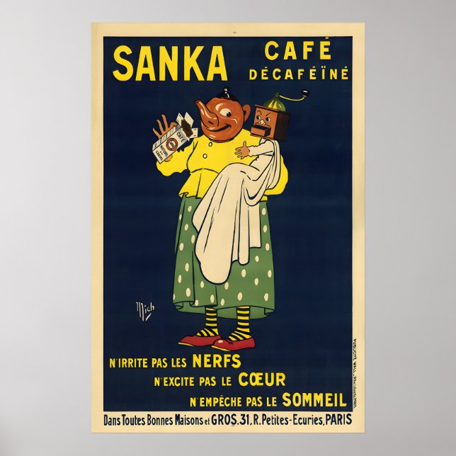 Póster de café Sanka Vintage 1929 (Frente)