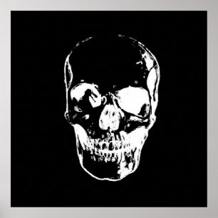 Póster de Calavera - Arte Pop en Blanco y Negro, A