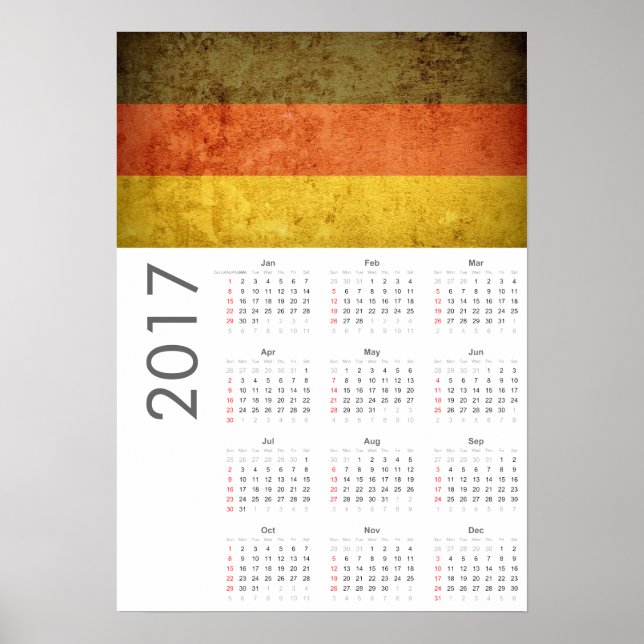 Póster de calendario 2017 de la bandera de Alemani (Frente)