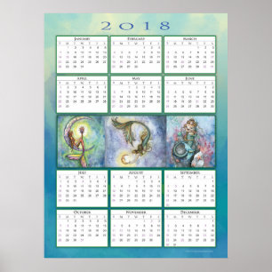 Póster de calendario 2018 de Sirena Bonita
