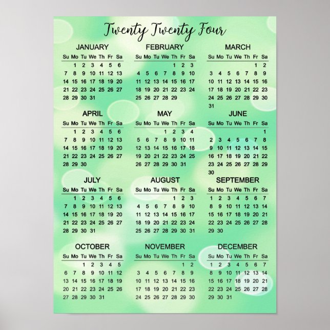 Póster de calendario 2024 de diseño abstracto con  (Frente)
