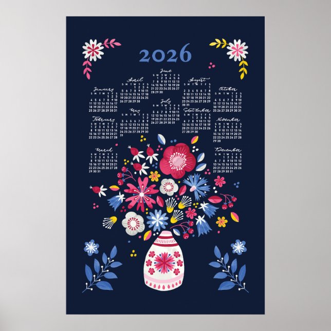 Póster de calendario 2026 Bouquet Folclórico (Frente)