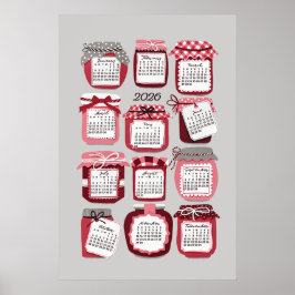 Póster de calendario 2026 Frascos de mermelada