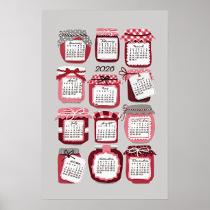 Póster de calendario 2026 Frascos de mermelada
