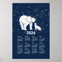 Póster de calendario 2026 Oso Polar Beso