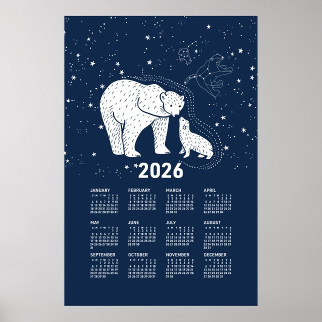 Póster de calendario 2026 Oso Polar Beso (Frente)