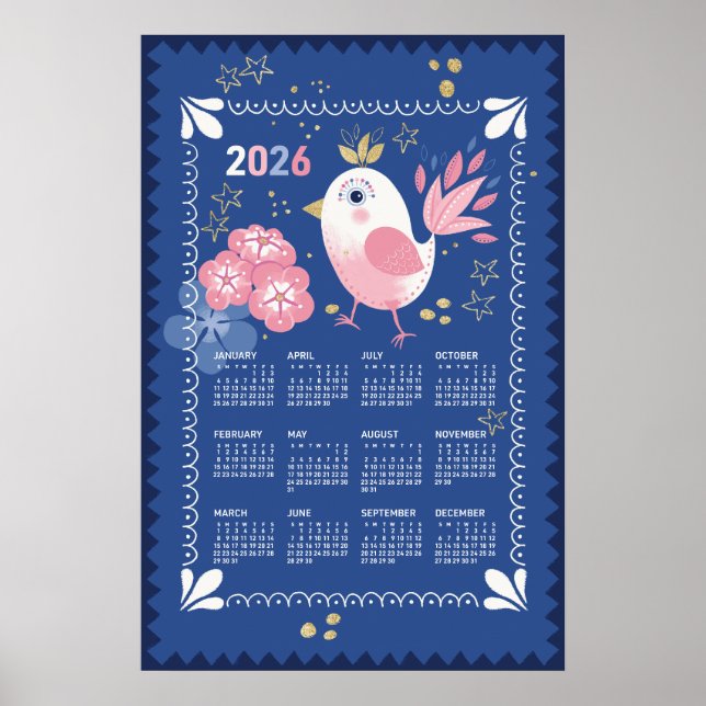 Póster de calendario 2026 Pájaro (Frente)