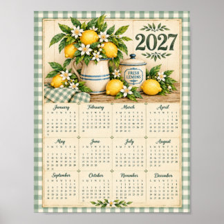 Póster de calendario 2027 (Gingham y limones)