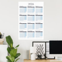 Póster de calendario anual vertical 2026